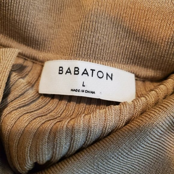 BABATON | Ribbed Button-Up Collared Finley Sweater in Tan (Size L) - Picture 5 of 8